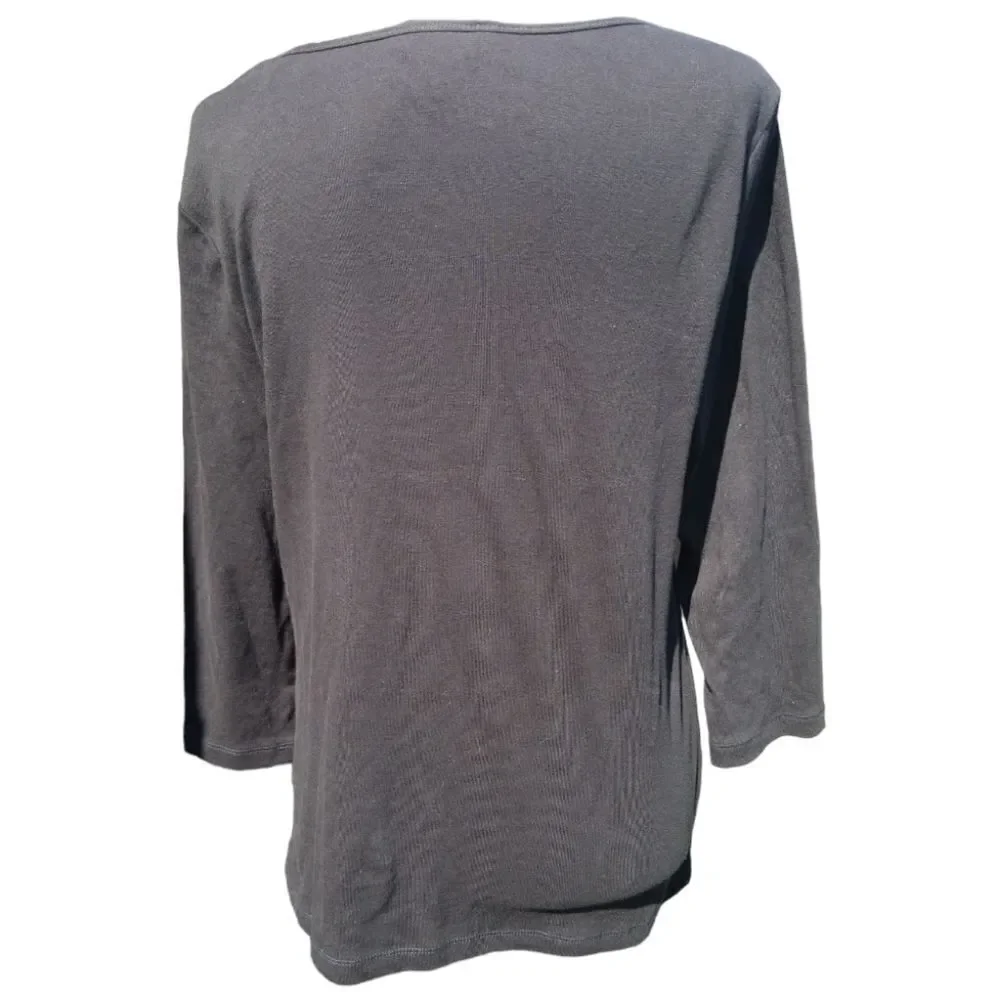 Christopher Banks 3/4 Sleeve Black Fall Halloween Graphic Tee Size Medium - Picture 3 of 7